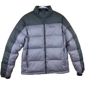 Marmot Mens Sz M 700 Down Fill Quilted Puffer Warm Winter Jacket Packable Gray